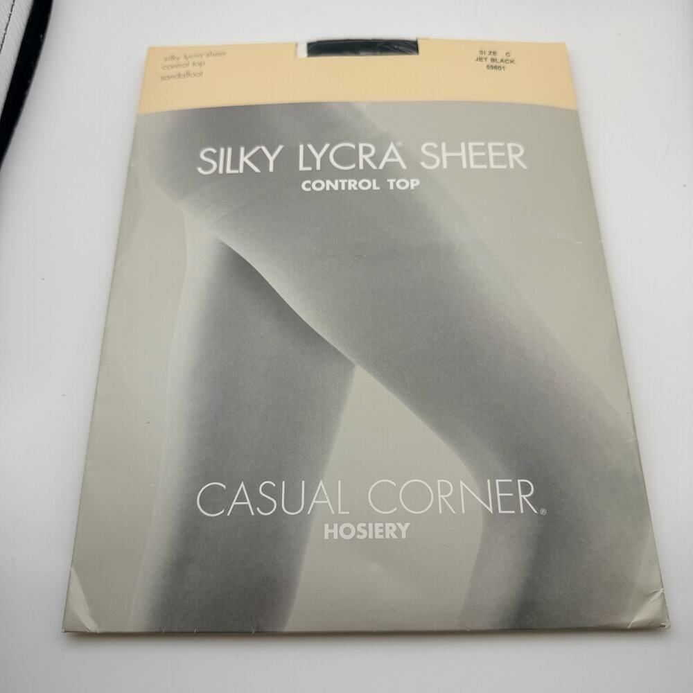 Casual Corner Size C Pantyhose Silky Lycra Sheer Control Top Jet Black